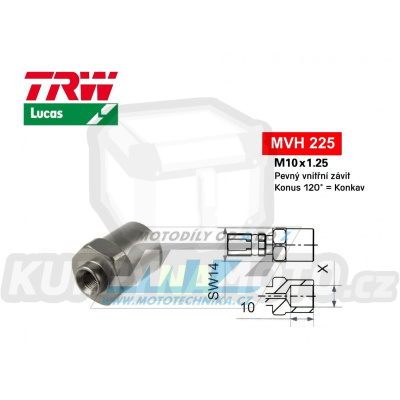 Koncovka brzdové hadice TRW VarioFlex MVH225 (šroubení vnitřní závit M10x1,25 pevné) - barva titan