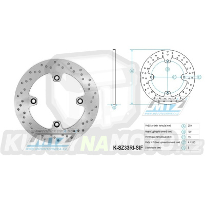 Kotouč brzdový (250/117/4D) - Suzuki AN650 Burgman / 02-04