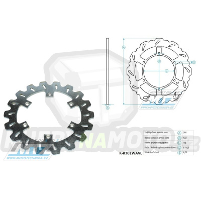 Kotouč brzdový MTZ - zubatý desing Wave - Yamaha YZ125 / 98 + YZ250 / 98