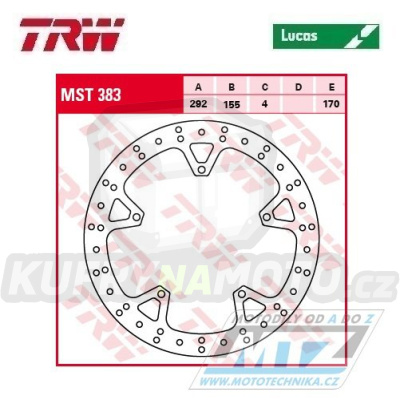 Kotouč brzdový TRW MST383 (292/155/5D) - Yamaha YZF R125 / 08-13