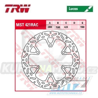 Kotouč brzdový TRW MST421RAC (290/130/6D) - zubatý design - Kawasaki EX250 Ninja / 07-14