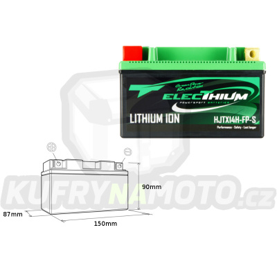 ELECTHIUM baterie lithiová s indikátorem nabítí HJTX14H-FP-S (150X87X90) (YTX14-BS, YTX14H-BS, HVT-8) (váha 1,1KG)