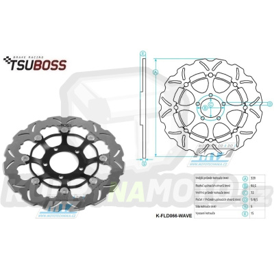 Kotouč brzdový plovovoucí (320/72/5D) zubatý desing - Ducati 749+821Hypermotard+848+899Panigale + 959Panigale+999Biposto+999 + 1000Monster+1100Monster+1200Monster