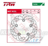 Kotouč brzdový TRW MST362SL (220/106/5D) - Yamaha YZF-R6 / 03-20 + MT-10 / 16-20+MT-10SP / 16-20 + YZF-R1 / 04-20