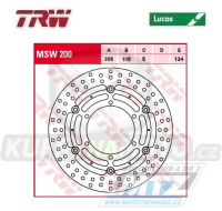 Kotouč brzdový plovoucí TRW MSW200 (305/118/6D) - kulatý design BMW R850 / 95-01 + R850RT / 95-01 + K1000 / 88-93 + K100RS / 89-92 + K1100LT / 90-98 + K1100RS / 92-96 + R1100R / 95-01 + R1100RS