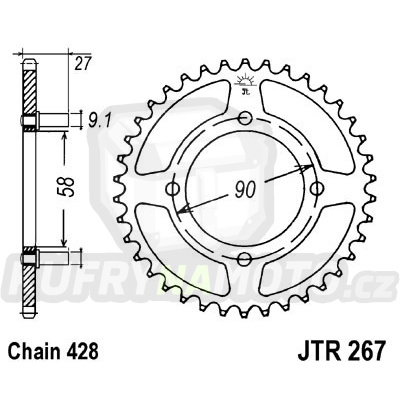 Řetězová rozeta JT JTR 267-39 39 zubů, 428