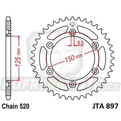 Hliníková řetězová rozeta JT JTA 897-49 49 zubů, 520