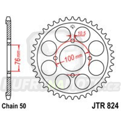 Řetězová rozeta JT JTR 824-43 43 zubů, 530 - akce