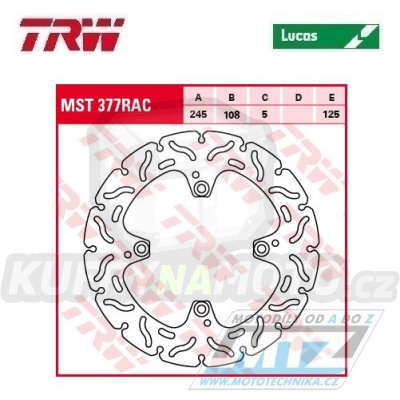 Kotouč brzdový TRW MST377RAC (245/108/4D) - zubatý desing - Ducati 796Hypermotard / 10-12 + Monster800 + 848 + 996Monster + Desmosedici1000+Monster1000+Multistrada1000 + Hypermotard1100 + Multistrada1100