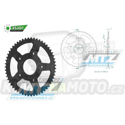 Rozeta ocelová (převodník) 15050-55zubů ESJOT 50-15050-55 - Sachs X125 Road Morini Motor+X125 Road Suzuki Motor / 05-07 + XTC125 4-Takt / 03
