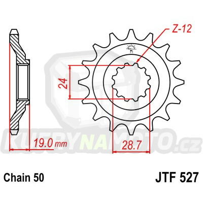 Řetězové kolečko JT JTF 527-17 17 zubů, 530