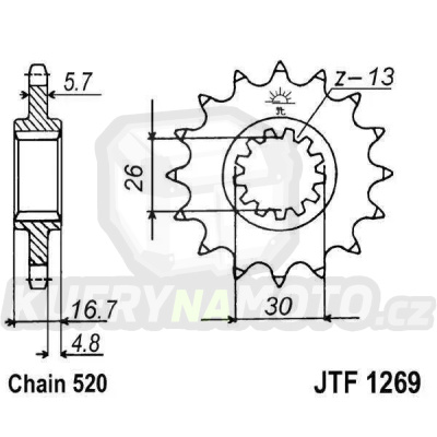 Přední kolečko JT 1269-16 HONDA CBR 600/900/929/954/1000, VTR 1000 SP1/2 konverze řetěz 520