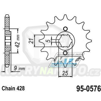Kolečko řetězové (pastorek) 0576-19zubů MTZ - Yamaha XT350