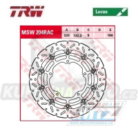 Kotouč brzdový plovoucí TRW MSW204RAC (320/132/5D) - zubatý design Yamaha YZF-R6 + MT10 + YZF-R1