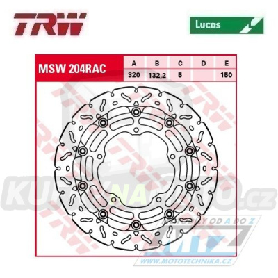 Kotouč brzdový plovoucí TRW MSW204RAC (320/132/5D) - zubatý design Yamaha YZF-R6 + MT10 + YZF-R1