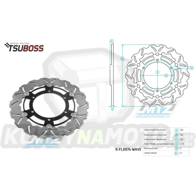 Kotouč brzdový plovovoucí nerezový (320/132/6D) zubatý desing - Yamaha XT660X / 04-16