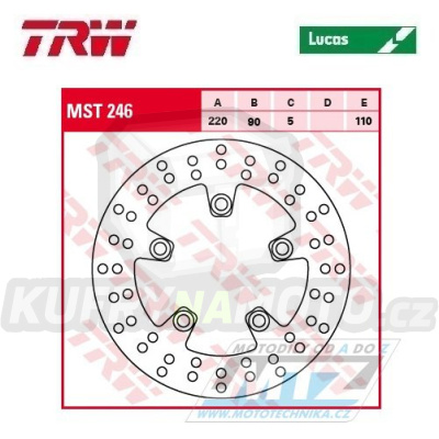 Kotouč brzdový TRW MST246 (220/90/5D) - Suzuki GSXR600 / 97-16 + SV650 + GSXR750+GSXR1000+SV1000+TL1000+GSXR1100