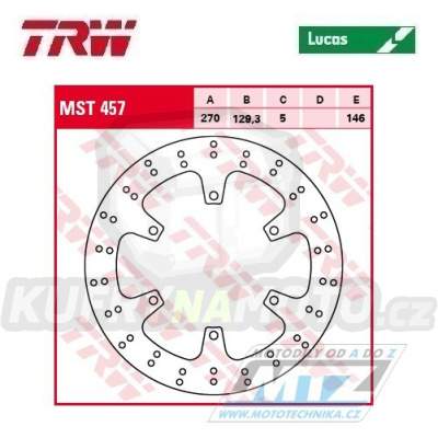 Kotouč brzdový TRW MST457 (270/129,3/6D) - Yamaha VP250 X-City / 07-16