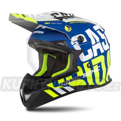 přilba Cross Cup Sonic, CASSIDA (modrá matná/bílá/žlutá fluo/černá/šedá)