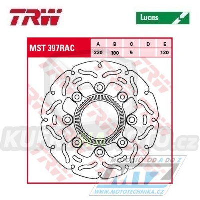 Kotouč brzdový TRW MST397RAC (220/100/4D) - zubatý desing - Kawasaki ER6F+ER6N + KLE650 Versys + EX650 Ninja + Z650 ABS
