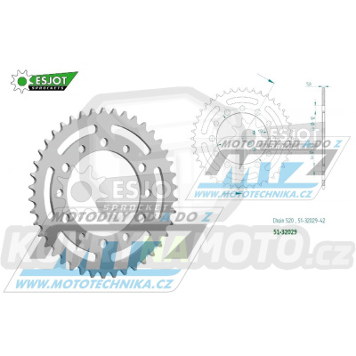 Rozeta řetězová (převodník) Dural 32029-42zubů ESJOT 51-32029-42 - Kawasaki Eliminator 500+Z500 / 24 + Suzuki GSXR1000 ABS 520 Conversion / 17-21