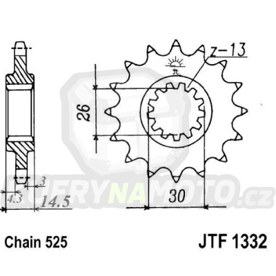 Řetězové kolečko JT JTF 1332-15RB 15 zubů, 525