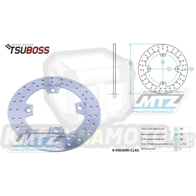 Kotouč brzdový nerezový (220/100/4D) - Kawasaki ZX6R Ninja / 98-16+ZX6RR Ninja / 03-05+ZX6R Ninja / 02-06+ER6F / 06-15+ER6N / 06-15+Versys 650 / 07-14+Z750 / 04-06+Z750S / 05-06+ZX9R Ninja / 98-03+Z1000+ZX10R / 04-10