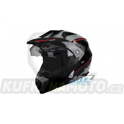 Přilba s plexi a integrovanou sluneční clonou UFO Aries Enduro HE164 - černo-šedá - velikost M