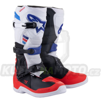 boty TECH 3, ALPINESTARS (bílá/černá/modrá/červená) 2024