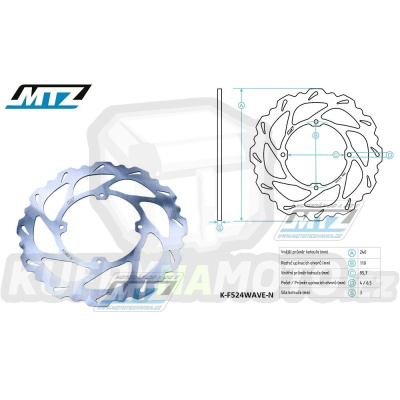 Kotouč brzdový MTZ nerezový - zubatý desing Wave - KTM 85SX / 13-24 + Husqvarna TC85 / 14-24 + Gas-Gas MC85 / 21-24