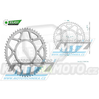 Rozeta řetězová (převodník) Dural 0210-53zubů ESJOT 51-32045-53 - barva stříbrná - Honda CR125+CR250+CR500 + CRF250R+CRF250X+CRF450R+CRF450X+CRF450RX+CRF450L + CRM250+CRF150F + CRF230F / 03-21 + XR250S+XL250S+XL250 + XR250R+XR400R / 96-04 + XR650R /