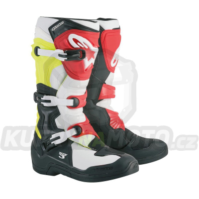 Boty jezdecké Alpinestars TECH3 - černo-bílo-žluto-červené