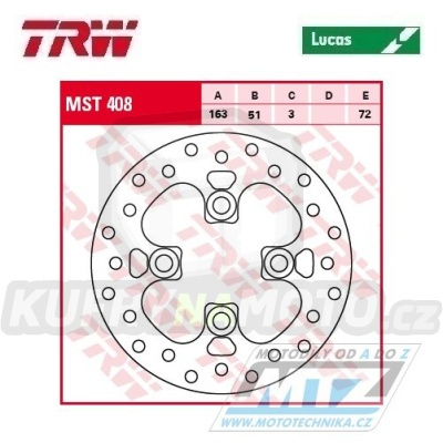 Kotouč brzdový TRW MST408 (163/51/4D) - Kawasaki KFX450 / 08- + KFX700 / 04-09