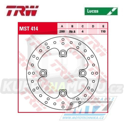 Kotouč brzdový TRW MST414 (200/72/4D) - Suzuki LT-A700X King + LT-A750X King