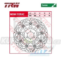 Kotouč brzdový plovoucí TRW MSW212RAC (296/58/6D) - zubatý design - Honda RS+CB250+CBF250Hornet + TSR + CB400+CBR400RR+RVF400+VFR400+CBR600F + VFR750 + CBR900Fireblade + VTR1000Firestorm