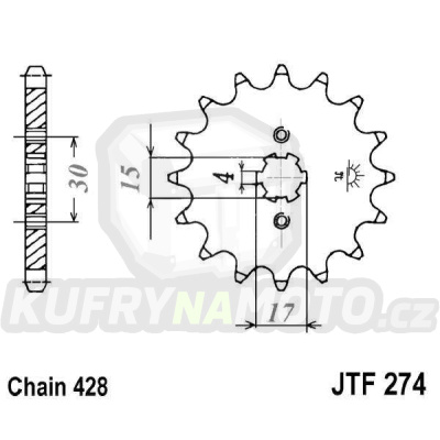 Řetězové kolečko JT JTF 274-15 15 zubů, 428