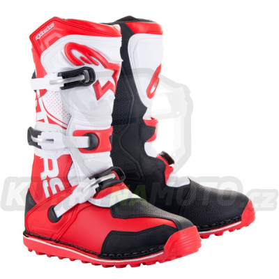 boty TECH TRIAL, ALPINESTARS (bílá/červená fluo/černá) 2024