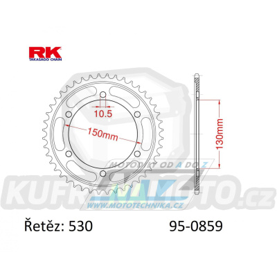 Rozeta ocelová (převodník) 0859-44zubů RK - Yamaha GTS1000A + FJ1100 + FJ1200 + FZS600 Fazer + FZR600RF + FZR750RT Genesis + FZR750 + FZR1000 Genesis + XJR1200 + XJR1300 + YZF R6 + YZF750R + YZF1000R Thunder Ace