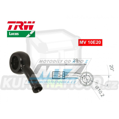 Koncovka brzdové hadice TRW VarioFlex MV10E20 (banjo 10mm zahnuté 20°/90°) - barva černá