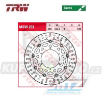 Kotouč brzdový plovoucí TRW MSW253 (300/105,3/6D) - kulatý design - BMW F650 / 94-01+F650GS / 01-07+F650ST+F800GS