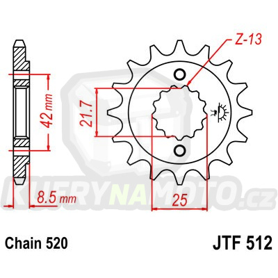 Řetězové kolečko JT JTF 512-14 14 zubů, 520