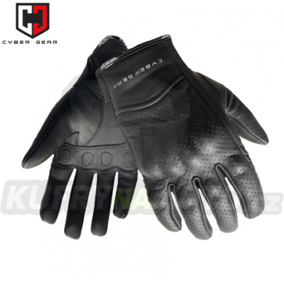 Pánské kožené moto rukavice CYBER GEAR MIDI, černé M – akce 8596341008291