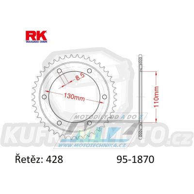 Rozeta ocelová (převodník) 1870-44zubů RK - Yamaha YBR250 / 07-11 + TZR125R / 93-96 + TZR125R (Germany) / 97-99