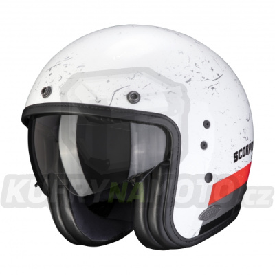 Moto přilba SCORPION BELFAST SHIFT bílo/neonově červená