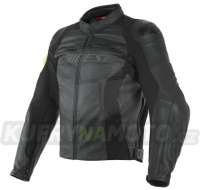 Moto bunda DAINESE VR46 POLE POSITION kožená černo/žlutá