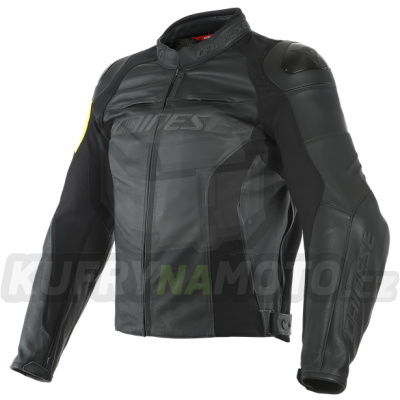 Moto bunda DAINESE VR46 POLE POSITION kožená černo/žlutá