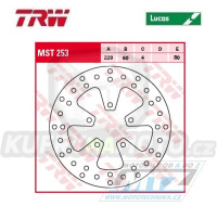 Kotouč brzdový TRW MST253 (220/60/5D) - Aprilia Scarabeo+Leonardo+Sport City+Sportcity Cube + Derbi Boulevard+Rambla