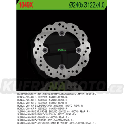 Brzdový kotouč moto NG 1049X