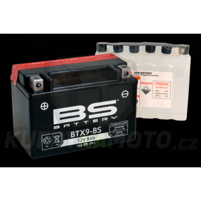 Baterie BS-Battery BTX9-BS (YTX9-BS)-700.300621- výprodej Bezúdržbová motocyklová baterie BTX9-BS (YTX9-BS)