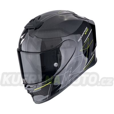 Moto přilba SCORPION EXO-R1 EVO CARBON AIR CYNERGY černo/fluo žlutá